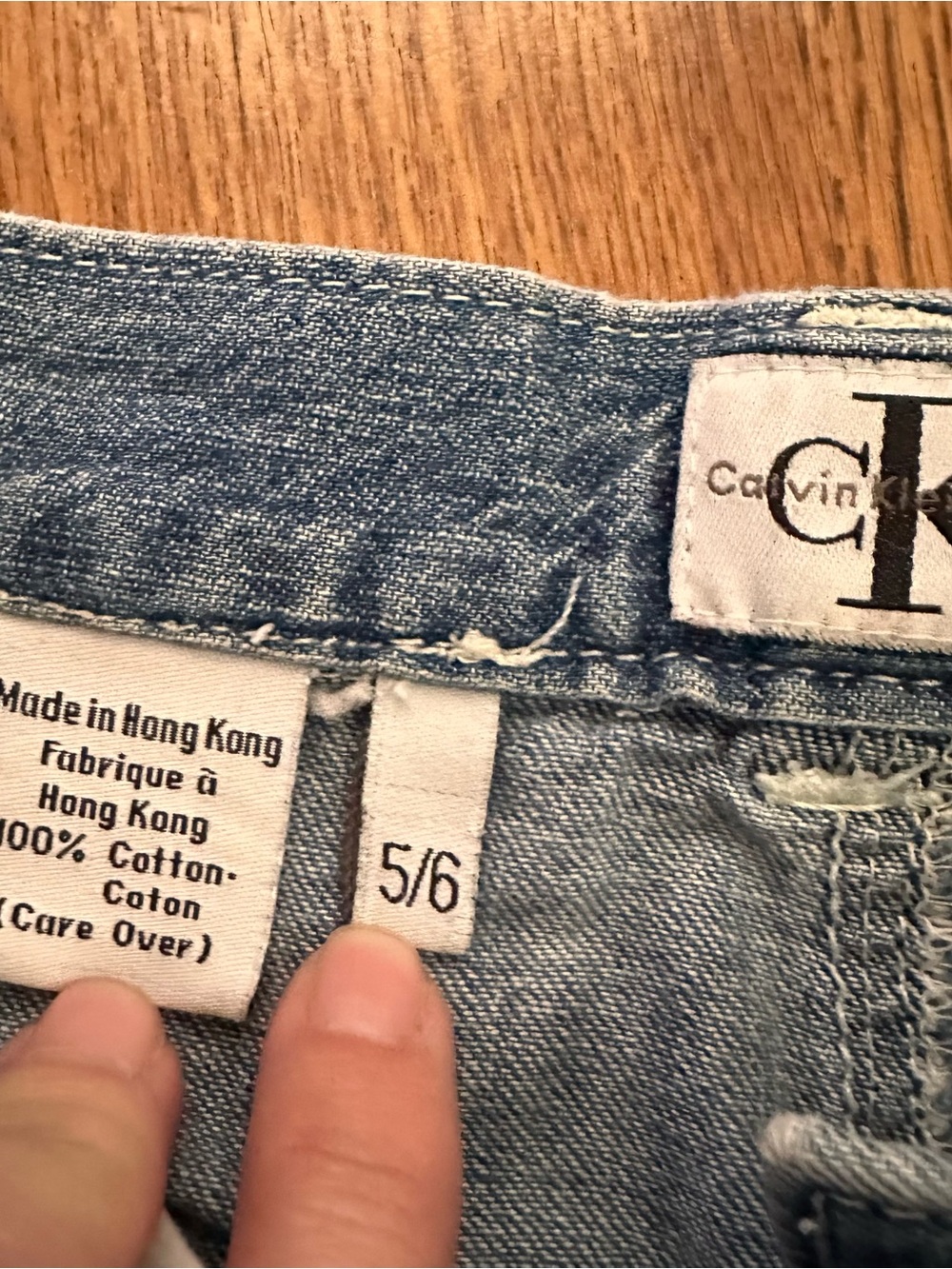 Calvin Klein Button-Front Denim Skirt Medium Blue vintage modest 5/6 cotton - Picture 6 of 12